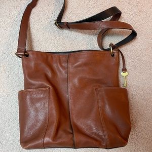 Fossil like new leather bag large